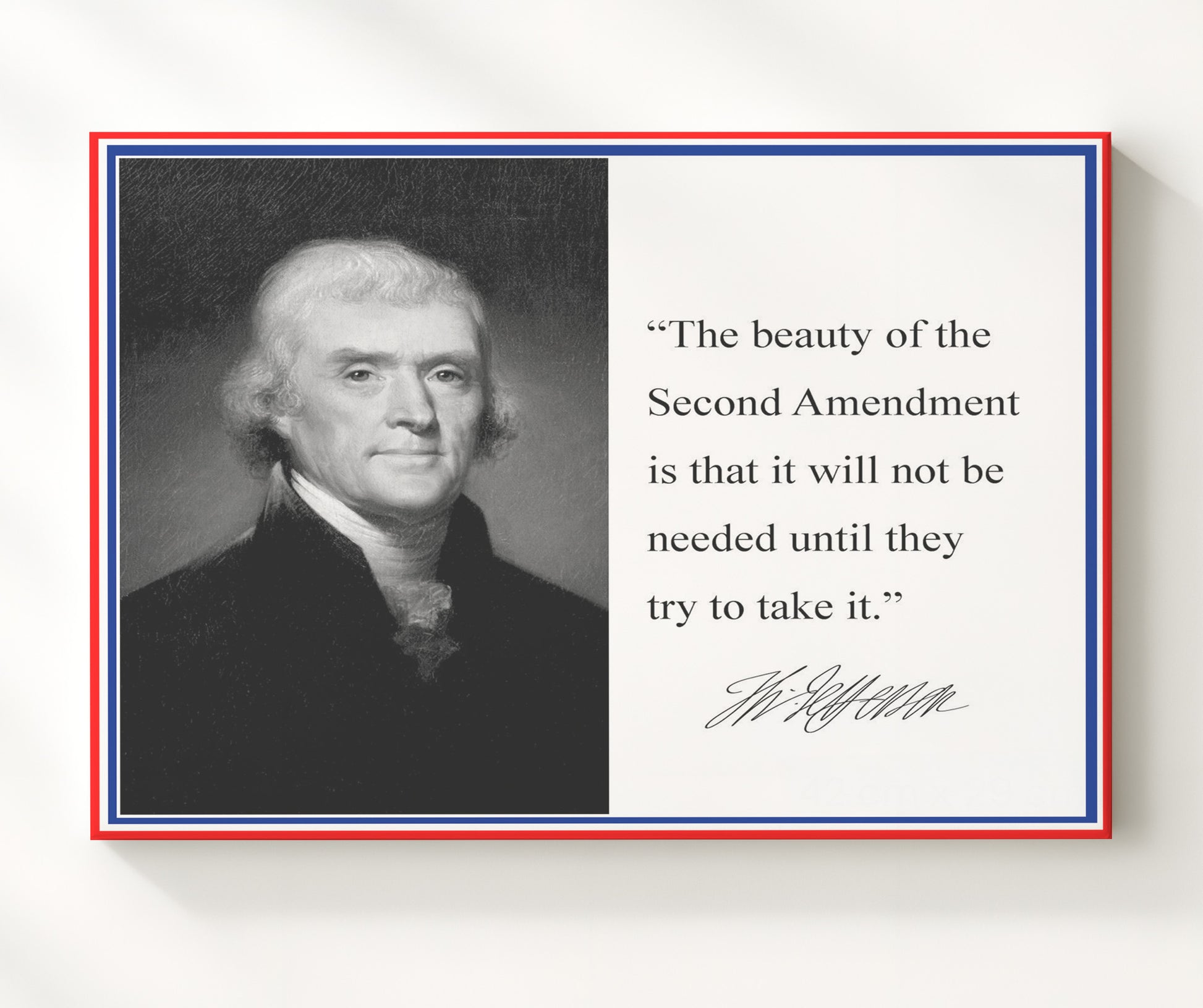 Thomas Jefferson Second Amendment shield Quote Print 20x24 Canvas quote wall art print