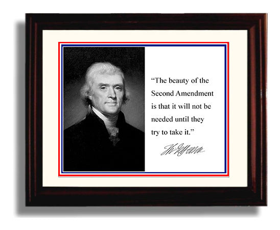Thomas Jefferson Second Amendment shield Quote Print 8x10 Beveled Frame quote wall art print