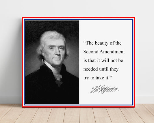 Thomas Jefferson – Second Amendment Shield unframed semi-gloss poster print