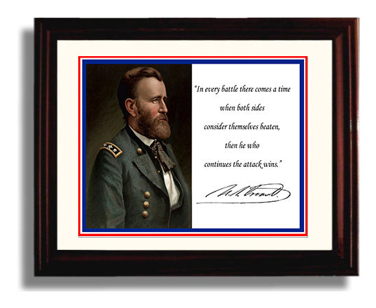 Ulysses S Grant Attack till victory Quote Print 8x10 Beveled Frame quote wall art print