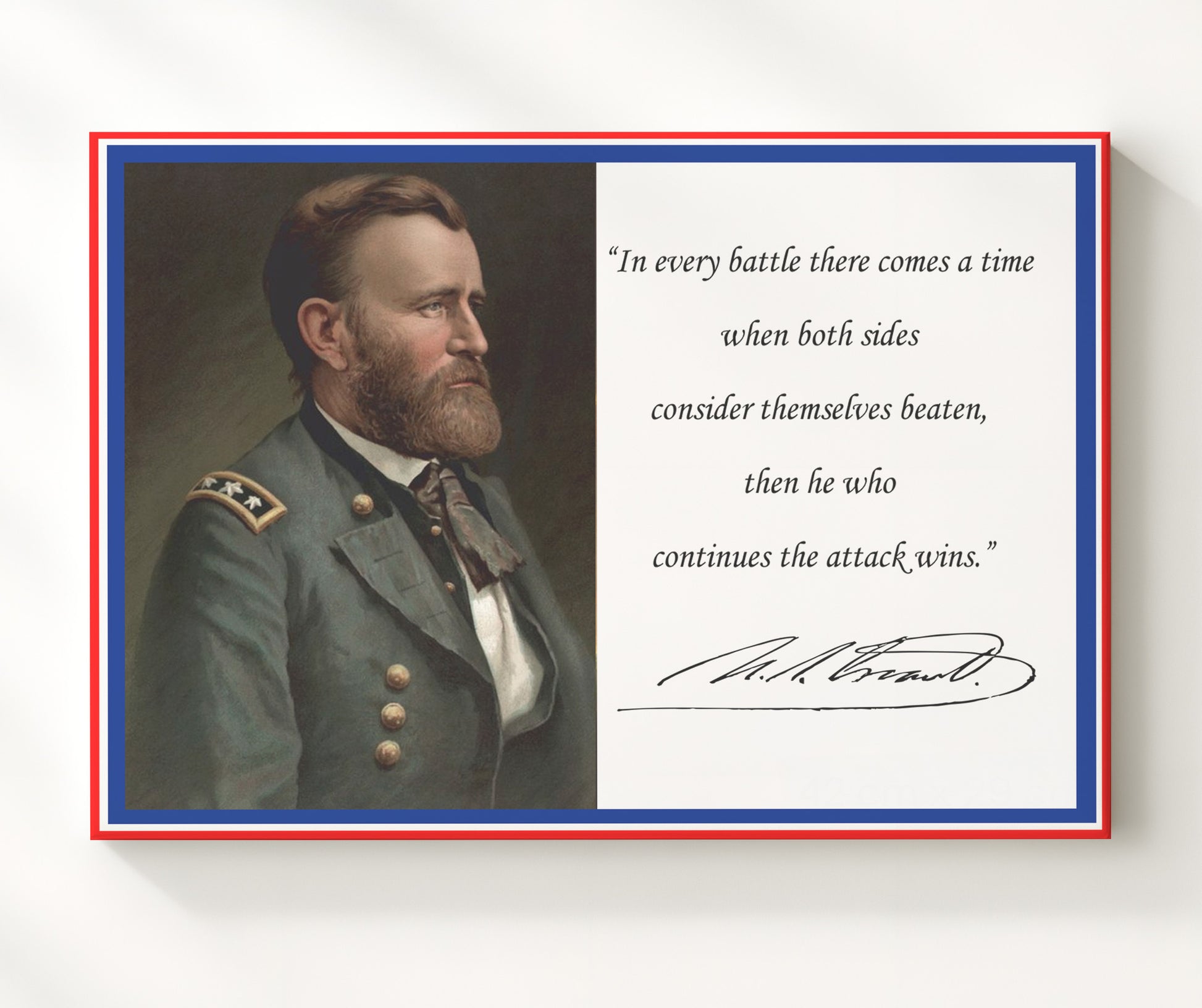 Ulysses S Grant Attack till victory Quote Print 20x24 Canvas quote wall art print