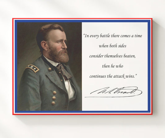 Ulysses S Grant Attack till victory Quote Print 8x10 Beveled Frame quote wall art print