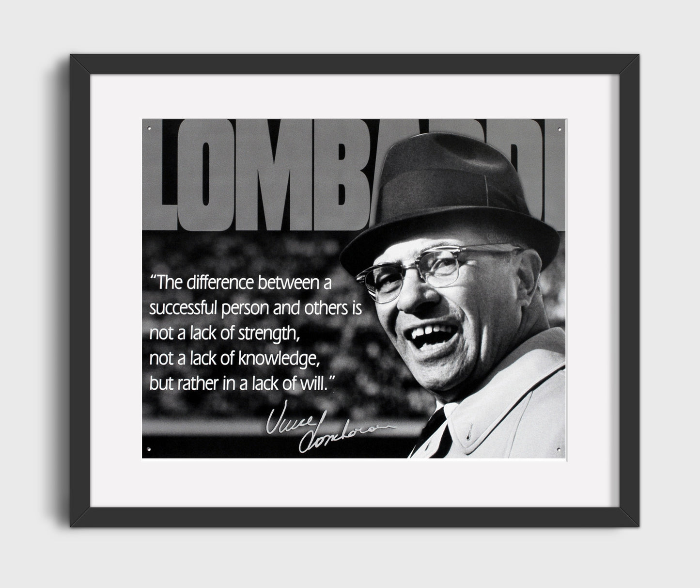 Vince Lombardi Lack of will Quote Print 16x20 Gallery Frame quote wall art print