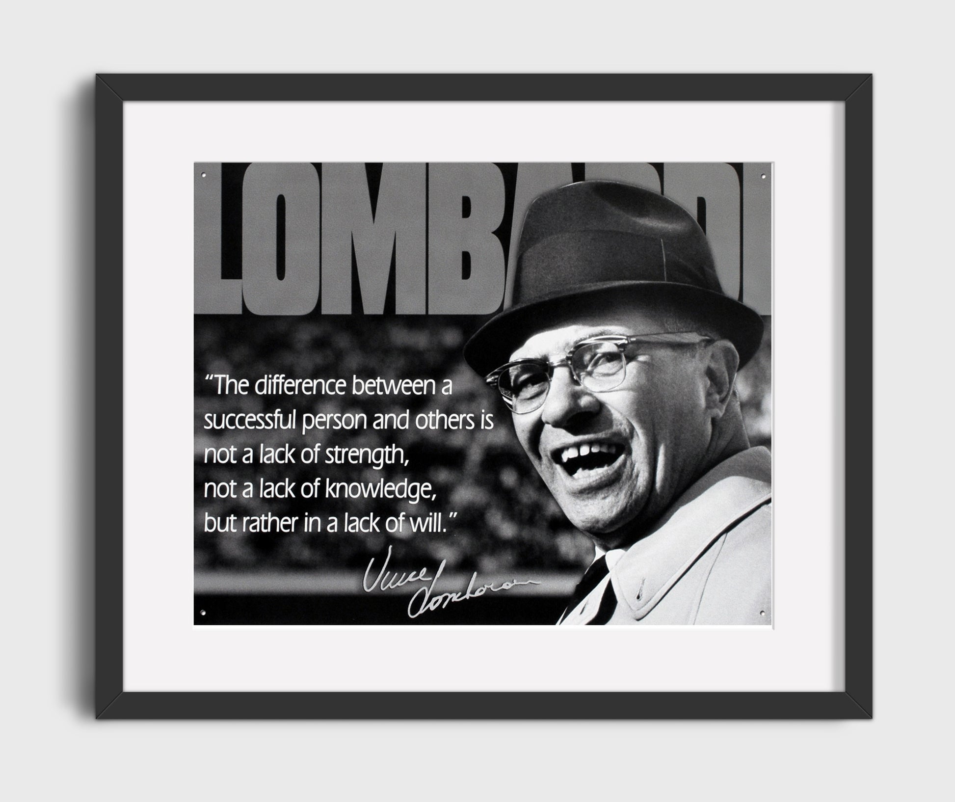 Vince Lombardi Lack of will Quote Print 16x20 Gallery Frame quote wall art print