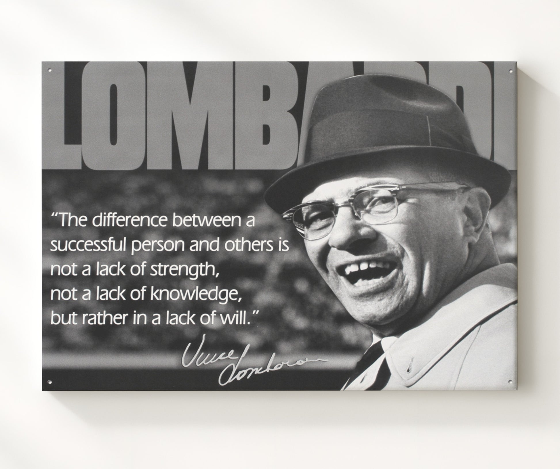 Vince Lombardi Lack of will Quote Print 20x24 Canvas quote wall art print