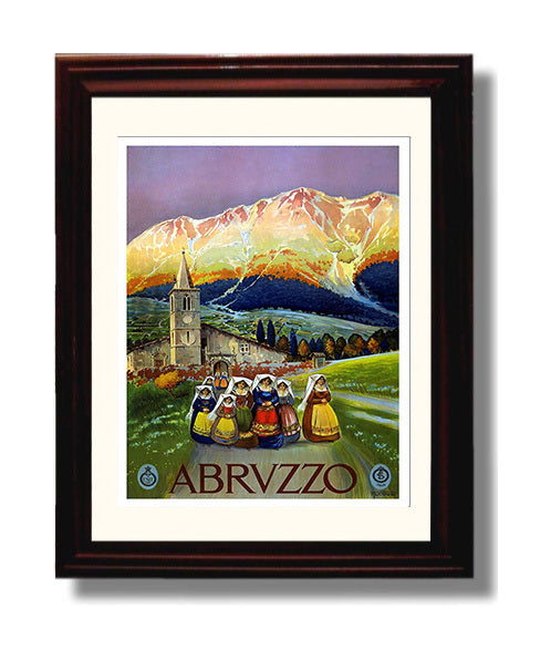 Abruzzo Women in Traditional Dress Vintage Travel Print 8x10 Beveled Frame travel wall art print