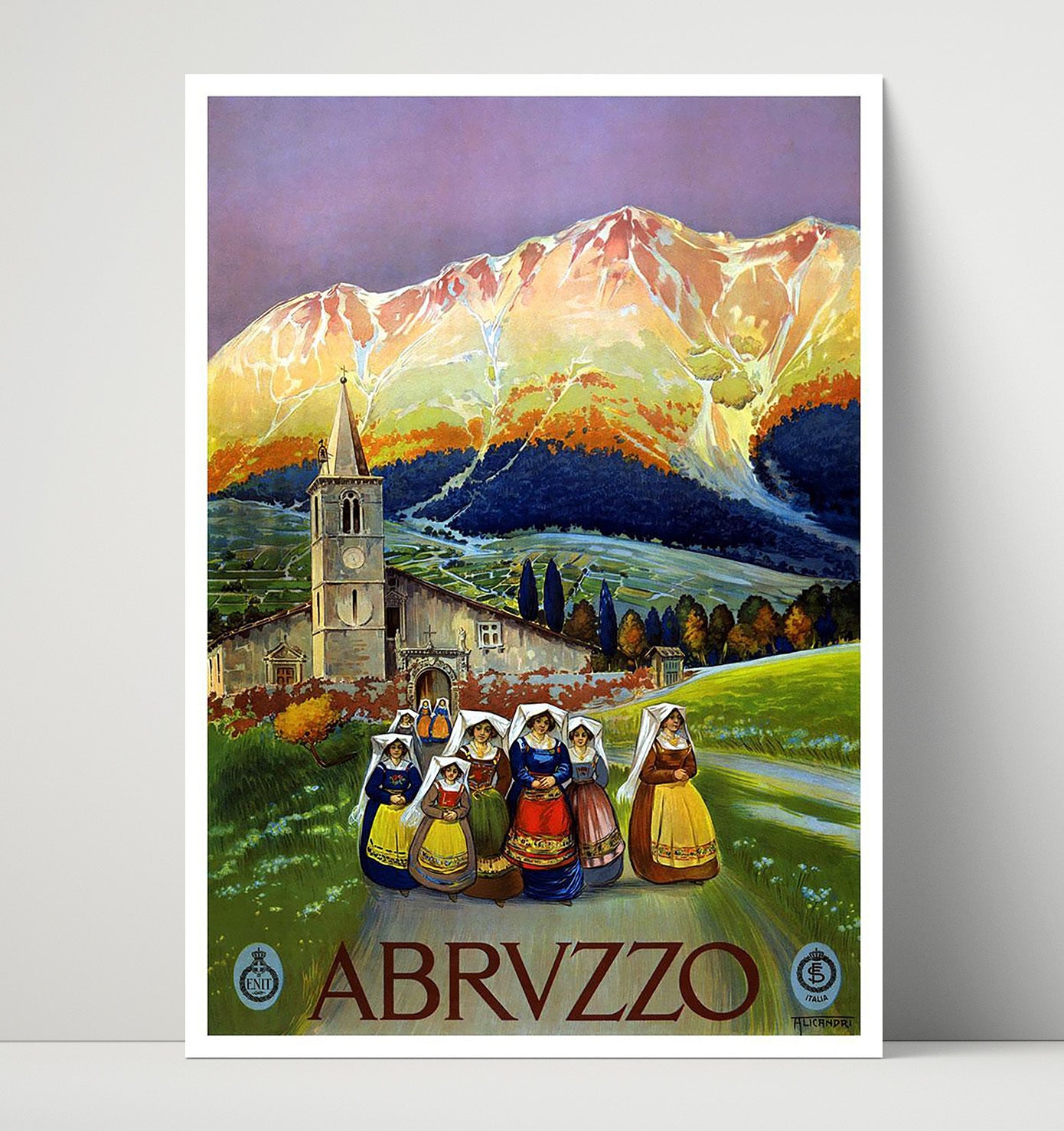Abruzzo Women in Traditional Dress Vintage Travel Print 16x20 Unframed Print travel wall art print