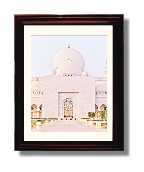 Abu Dhabi Sheikh Zayed Mosque Vintage Travel Print 8x10 Beveled Frame travel wall art print