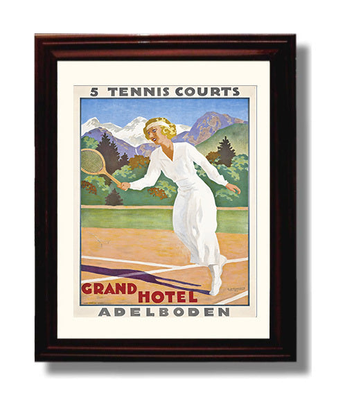 Adelboden Tennis Hotel travel poster wall art 8x10 Canvas