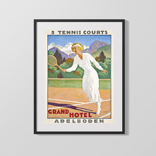 Classic Travel Poster - Adelboden - Tennis Hotel