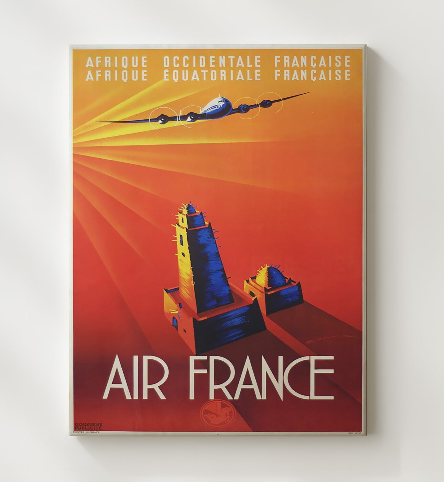 Africa Air France French Colonies Vintage Travel Print 20x24 Canvas travel wall art print