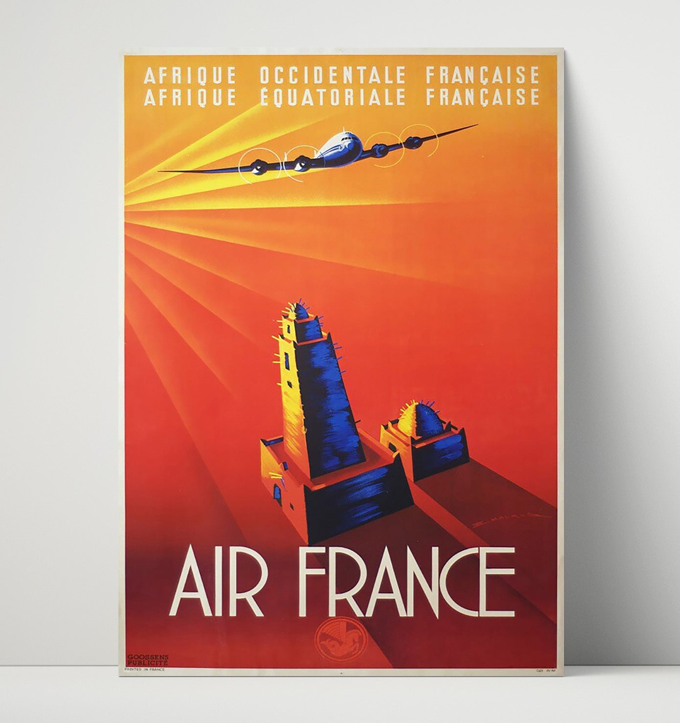 Africa Air France French Colonies Vintage Travel Print 16x20 Unframed Print travel wall art print