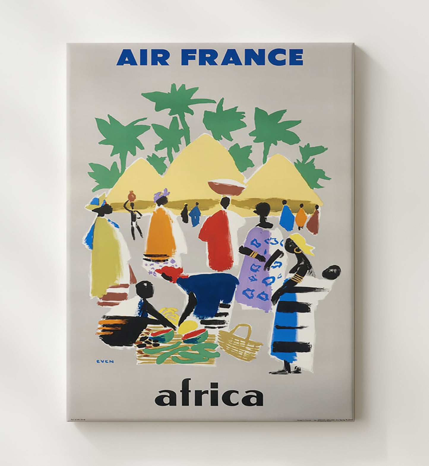 Africa Air France Market Vintage Travel Print 20x24 Canvas travel wall art print