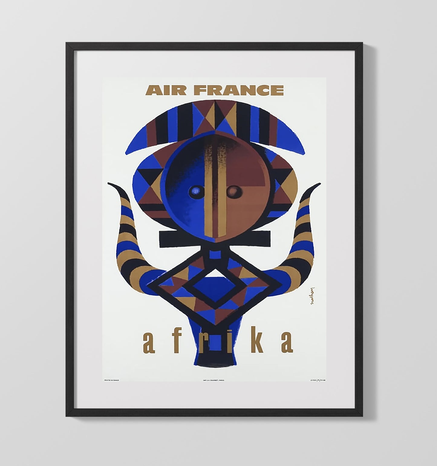 Africa Air France Tribal Mask Vintage Travel Print 16x20 Gallery Frame travel wall art print