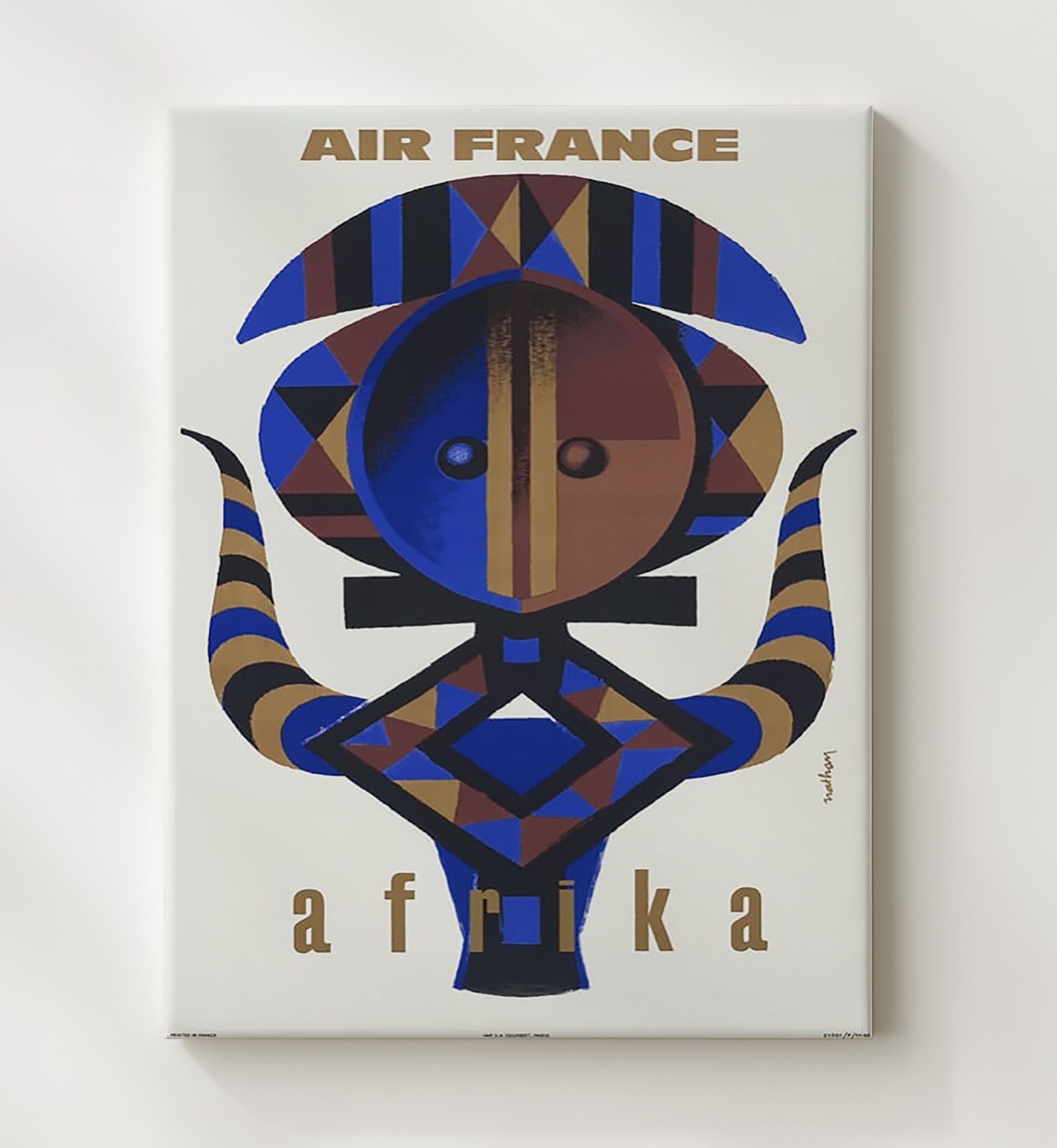 Africa Air France Tribal Mask Vintage Travel Print 20x24 Canvas travel wall art print