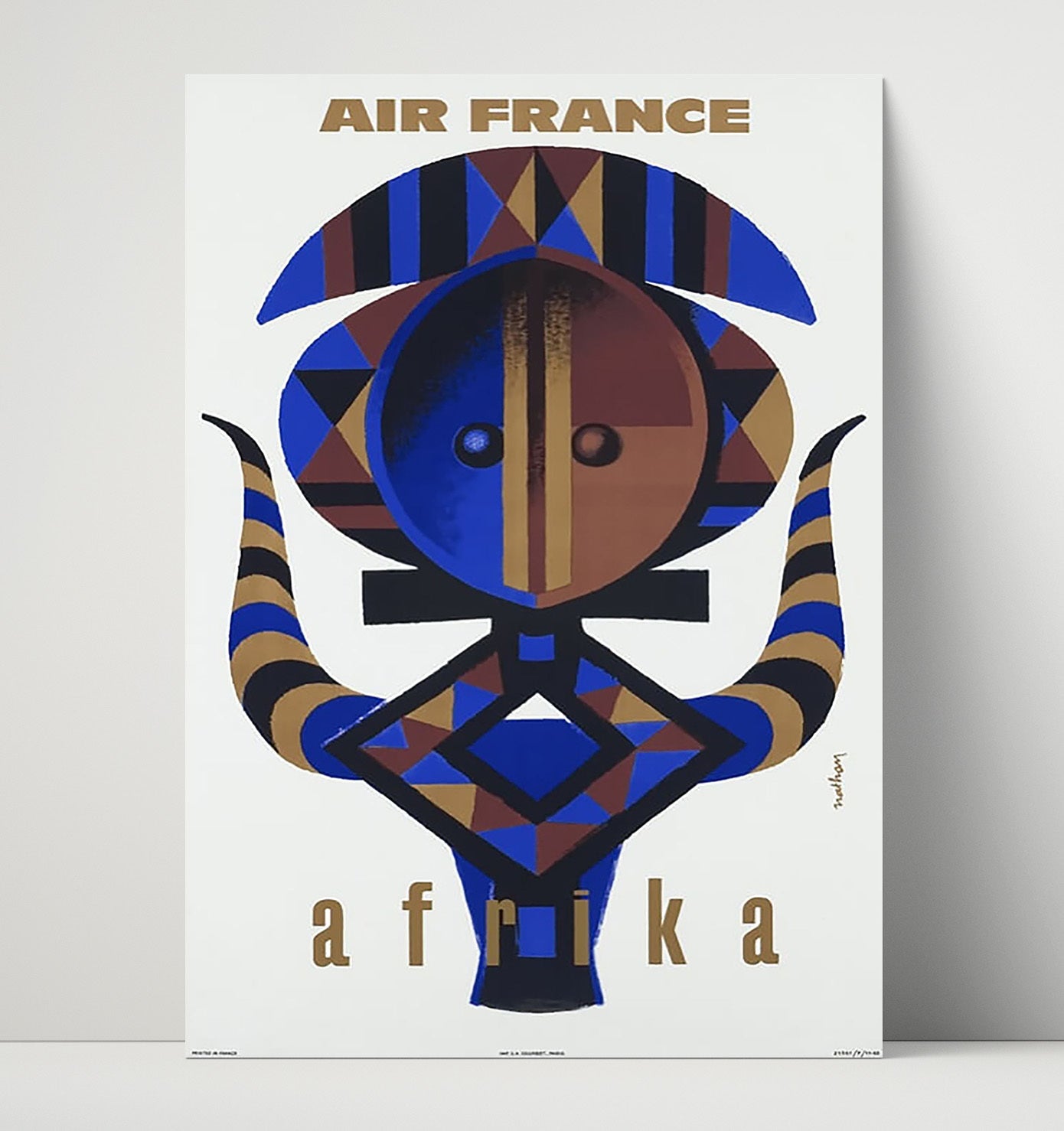 Africa Air France Tribal Mask Vintage Travel Print 16x20 Unframed Print travel wall art print