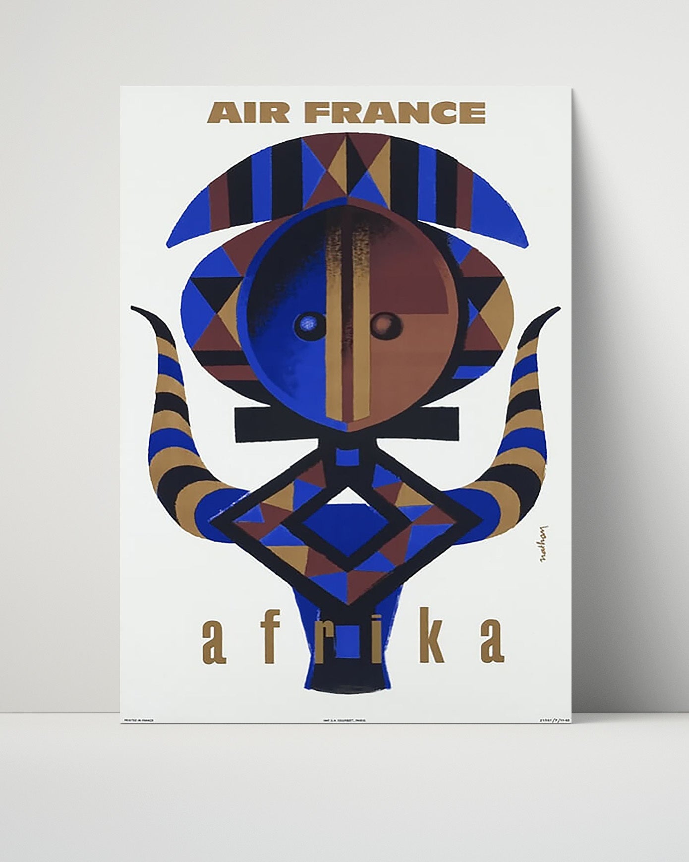 Classic Travel Poster - Africa - Air France Tribal Mask Travel Vintage Framed Prints Poster 16x20
