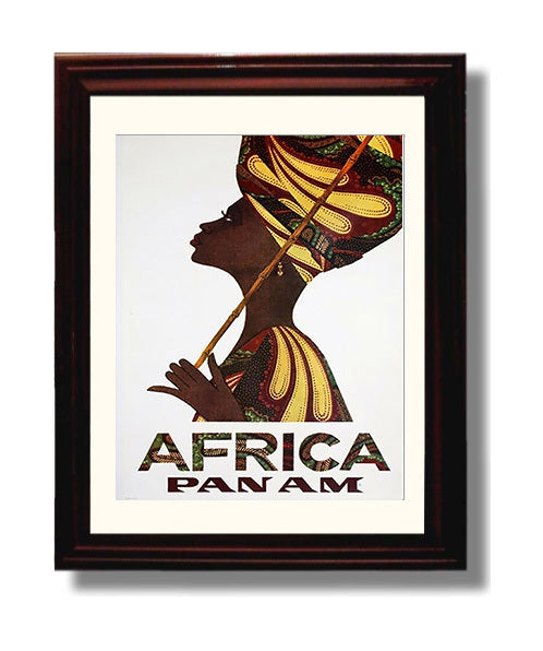 Africa Pan Am Vintage Travel Print 8x10 Beveled Frame travel wall art print
