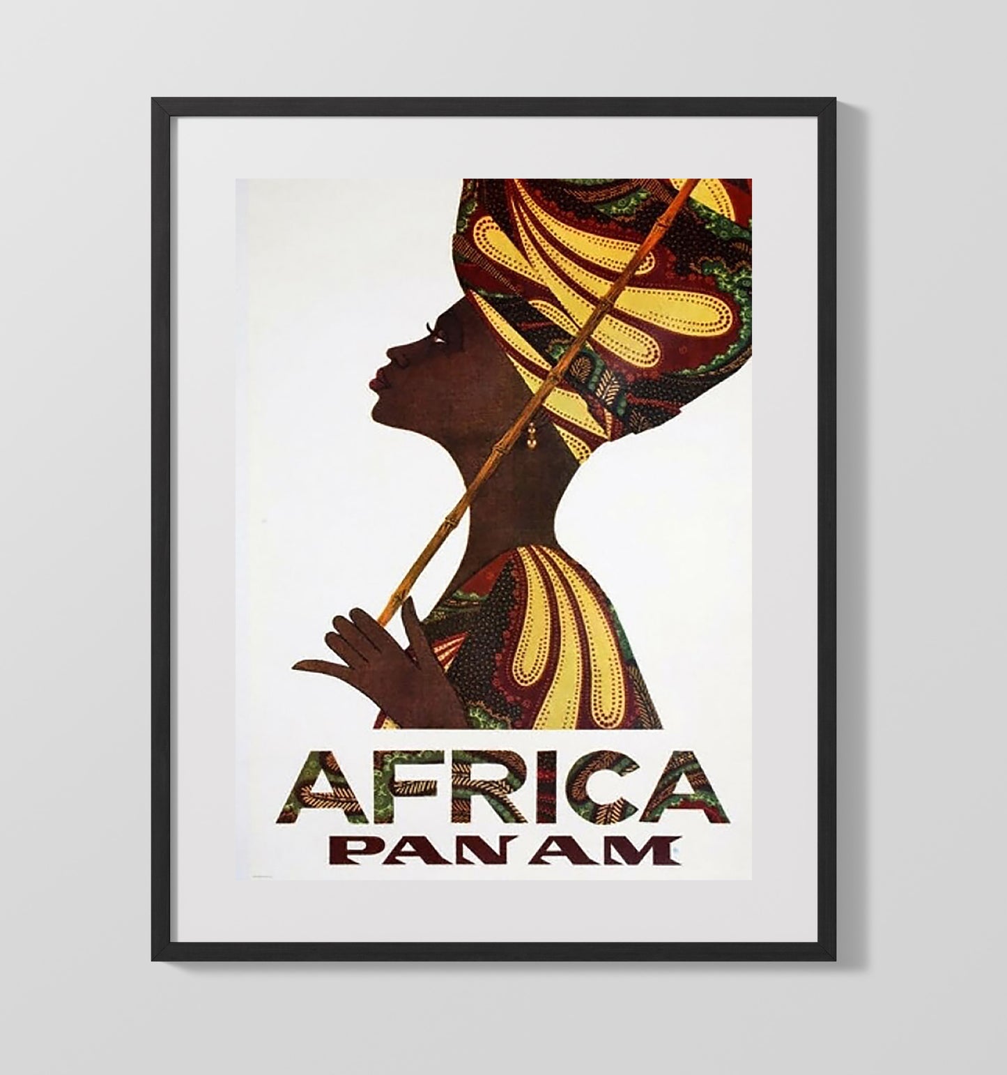 Africa Pan Am Vintage Travel Print 16x20 Gallery Frame travel wall art print