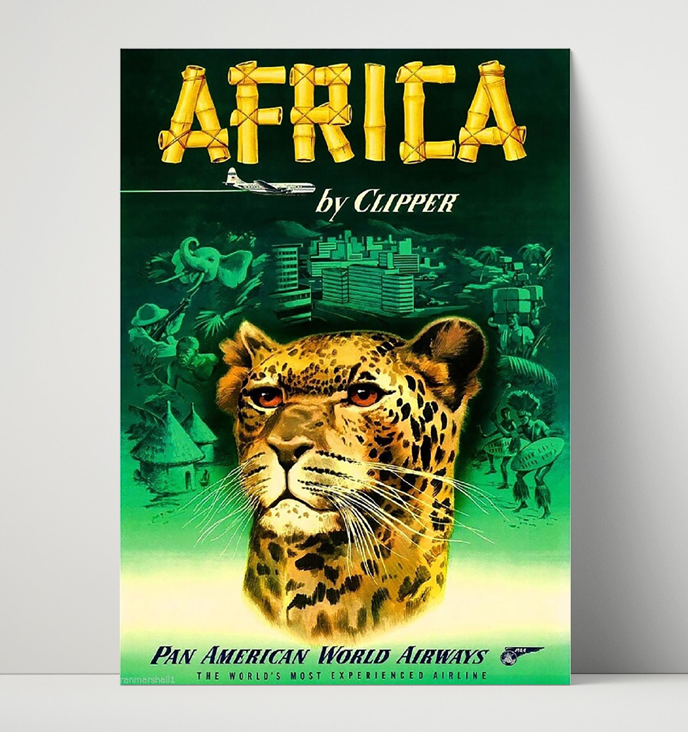 Africa Pan Am Clipper Vintage Travel Print 16x20 Unframed Print travel wall art print