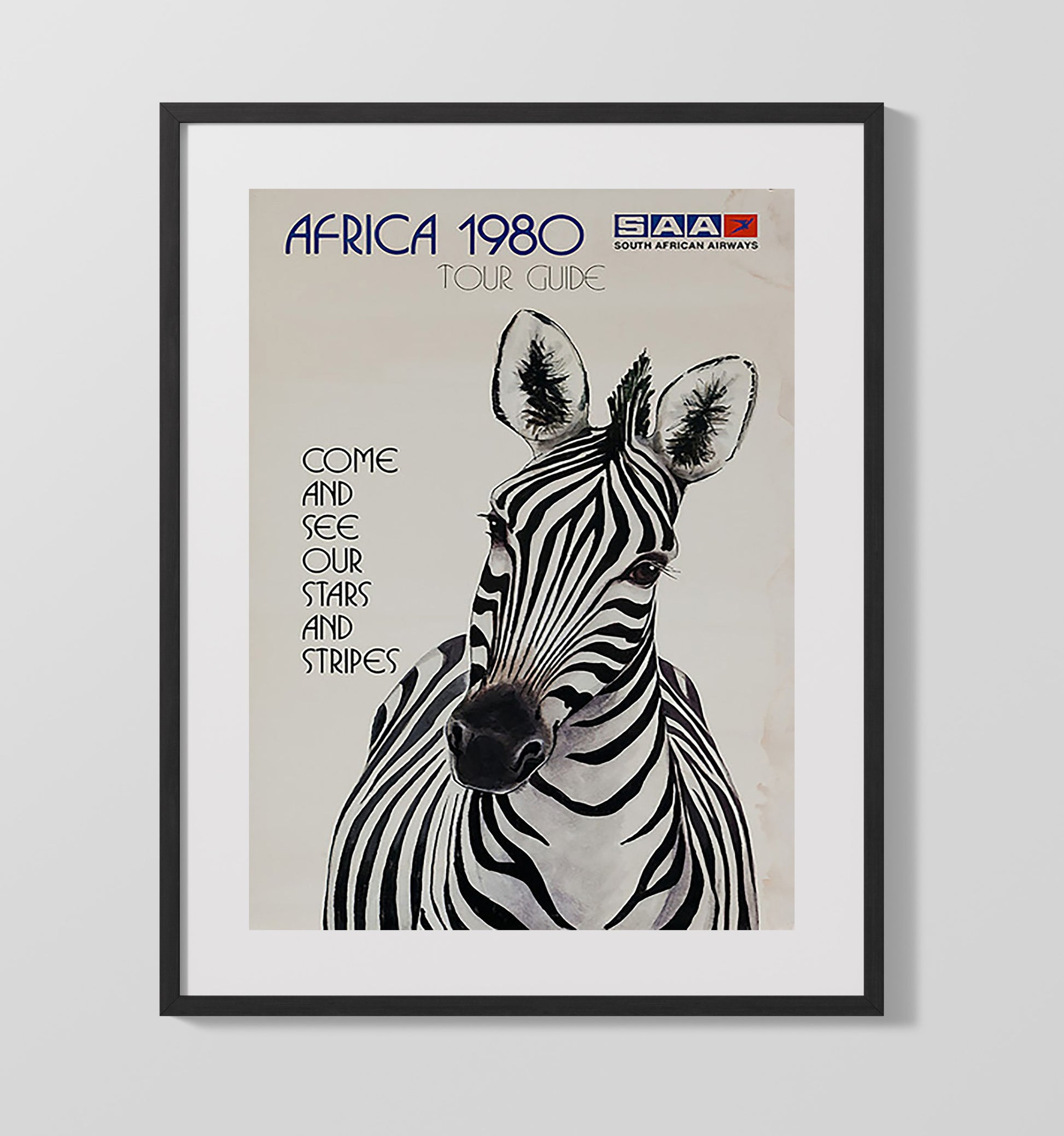 Africa SAA Tour Guide Vintage Travel Print 16x20 Gallery Frame travel wall art print