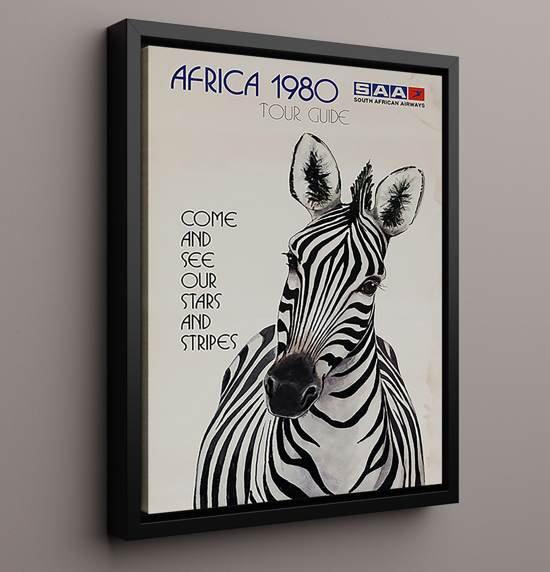 Africa SAA Tour Guide Vintage Travel Print 16x20 Framed Canvas travel wall art print