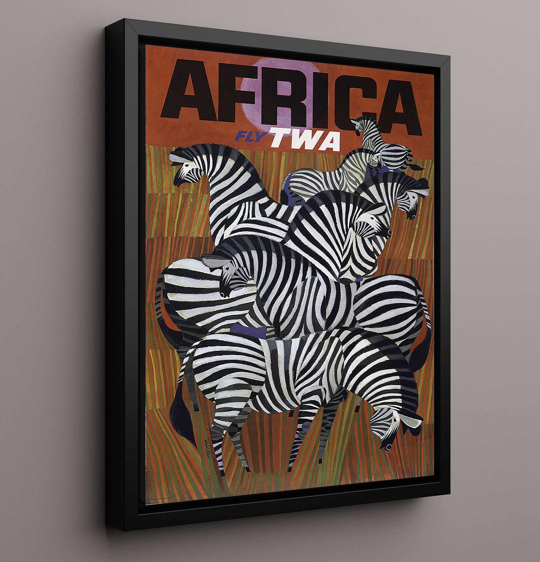 Africa TWA Vintage Travel Print 16x20 Framed Canvas travel wall art print