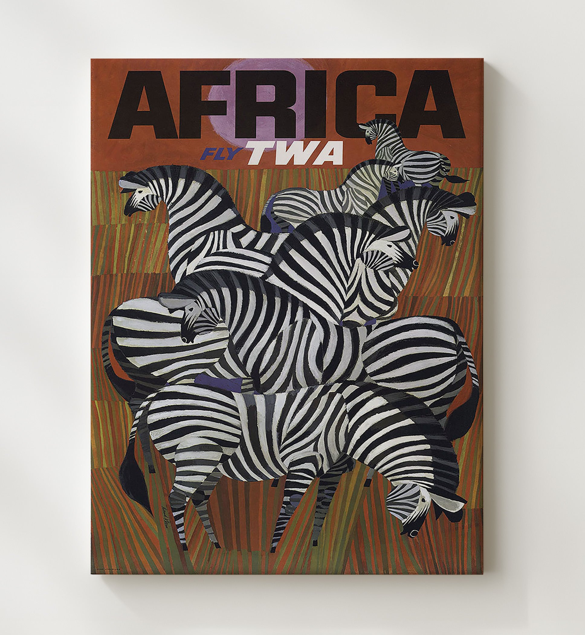 Africa TWA Vintage Travel Print 20x24 Canvas travel wall art print