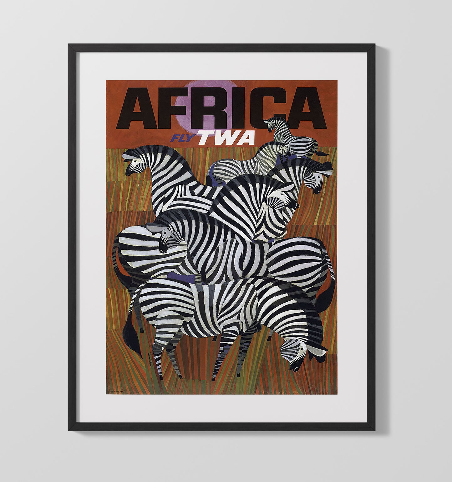 Africa TWA Vintage Travel Print 16x20 Gallery Frame travel wall art print