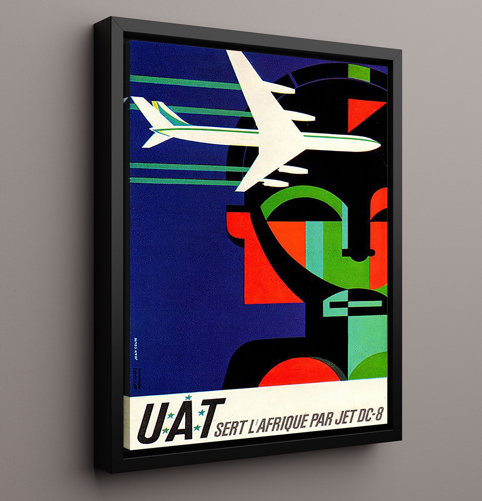 Africa UAT Airways Vintage Travel Print 16x20 Framed Canvas travel wall art print