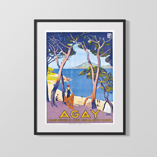 Classic Travel Poster - Agay - Cote dAzur Beach