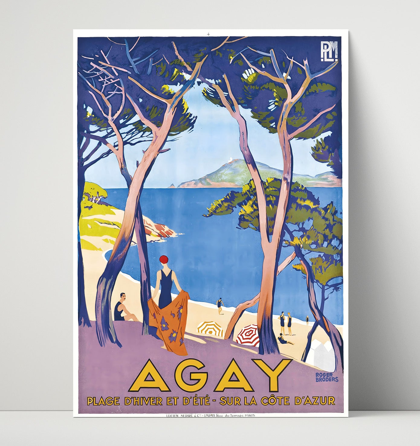 Agay Cote dAzur Beach Vintage Travel Print 16x20 Unframed Print travel wall art print