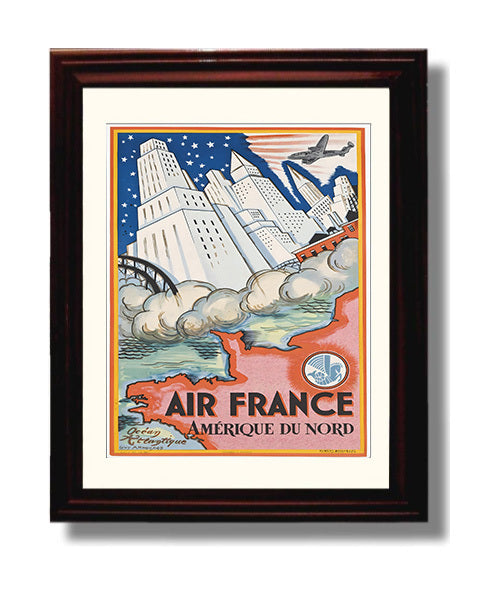 Air France North America travel poster wall art 8x10 Canvas