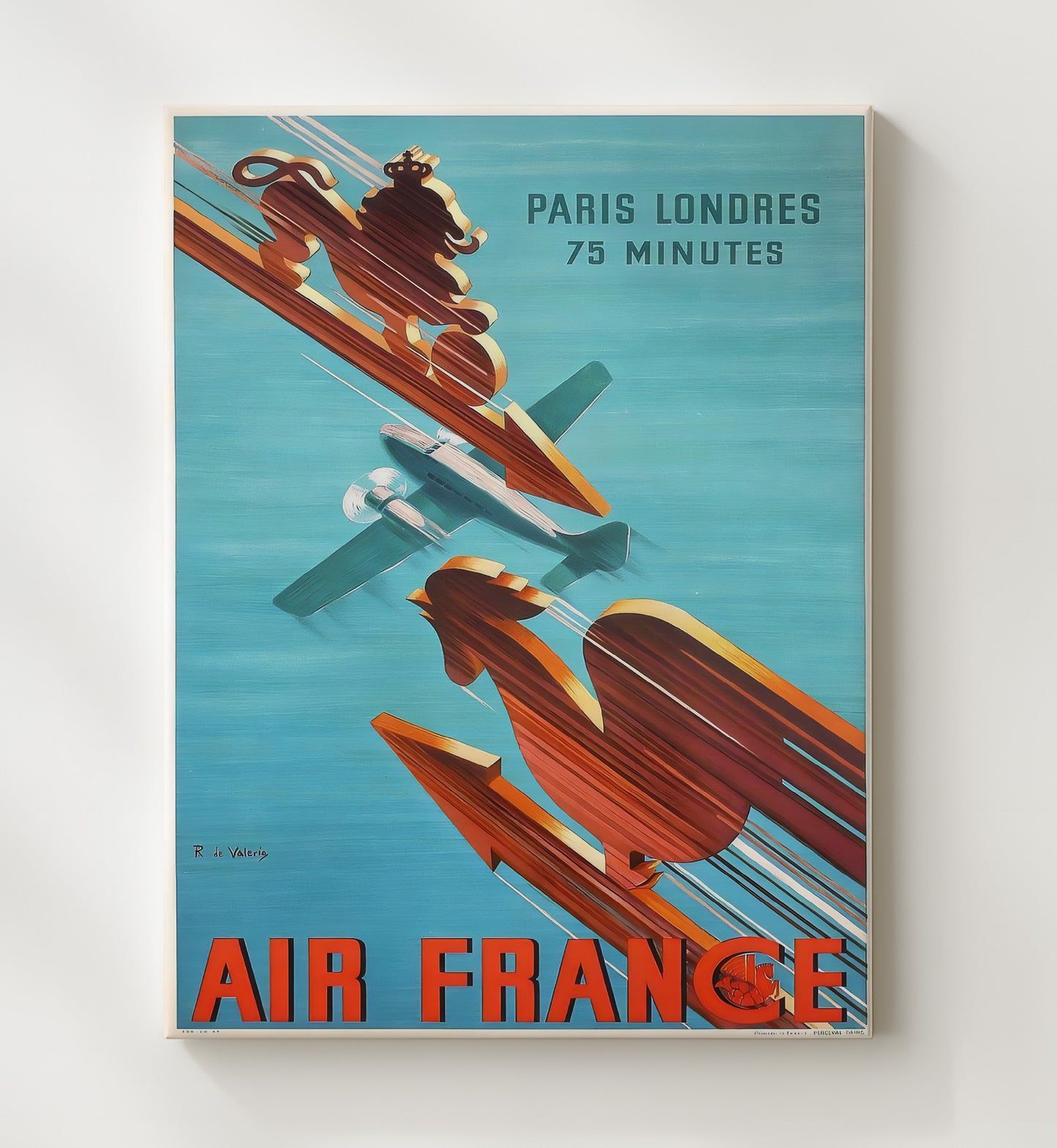 Air France Paris to London Vintage Travel Print 20x24 Canvas travel wall art print