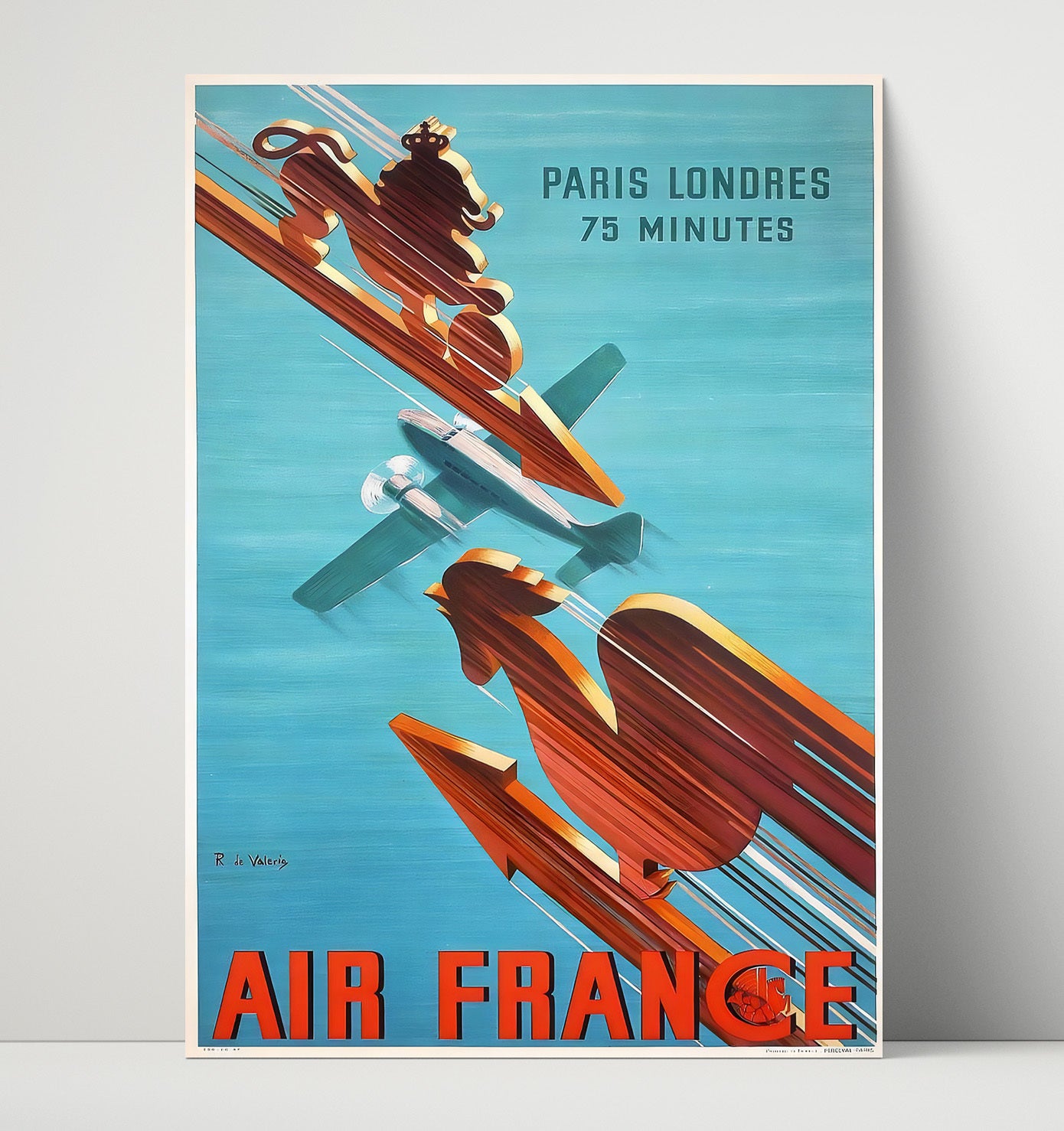 Air France Paris to London Vintage Travel Print 16x20 Unframed Print travel wall art print