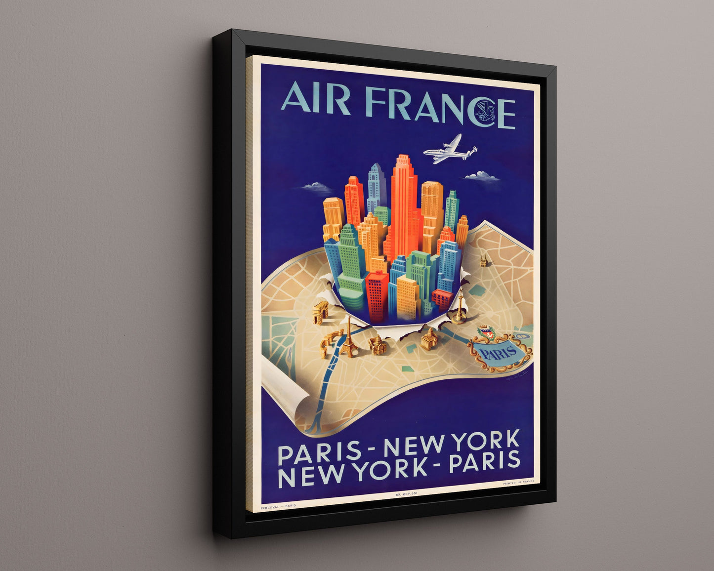 Classic Travel Poster - Air France - Paris to New York