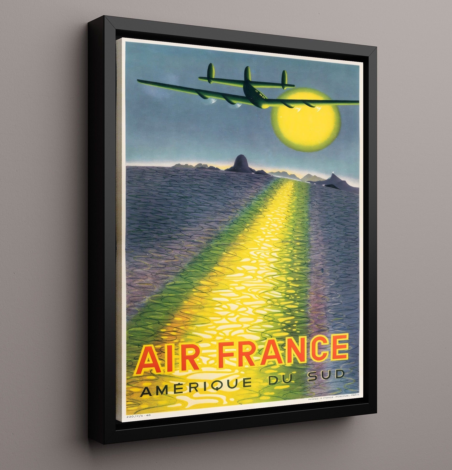 Air France South America Vintage Travel Print 16x20 Framed Canvas travel wall art print
