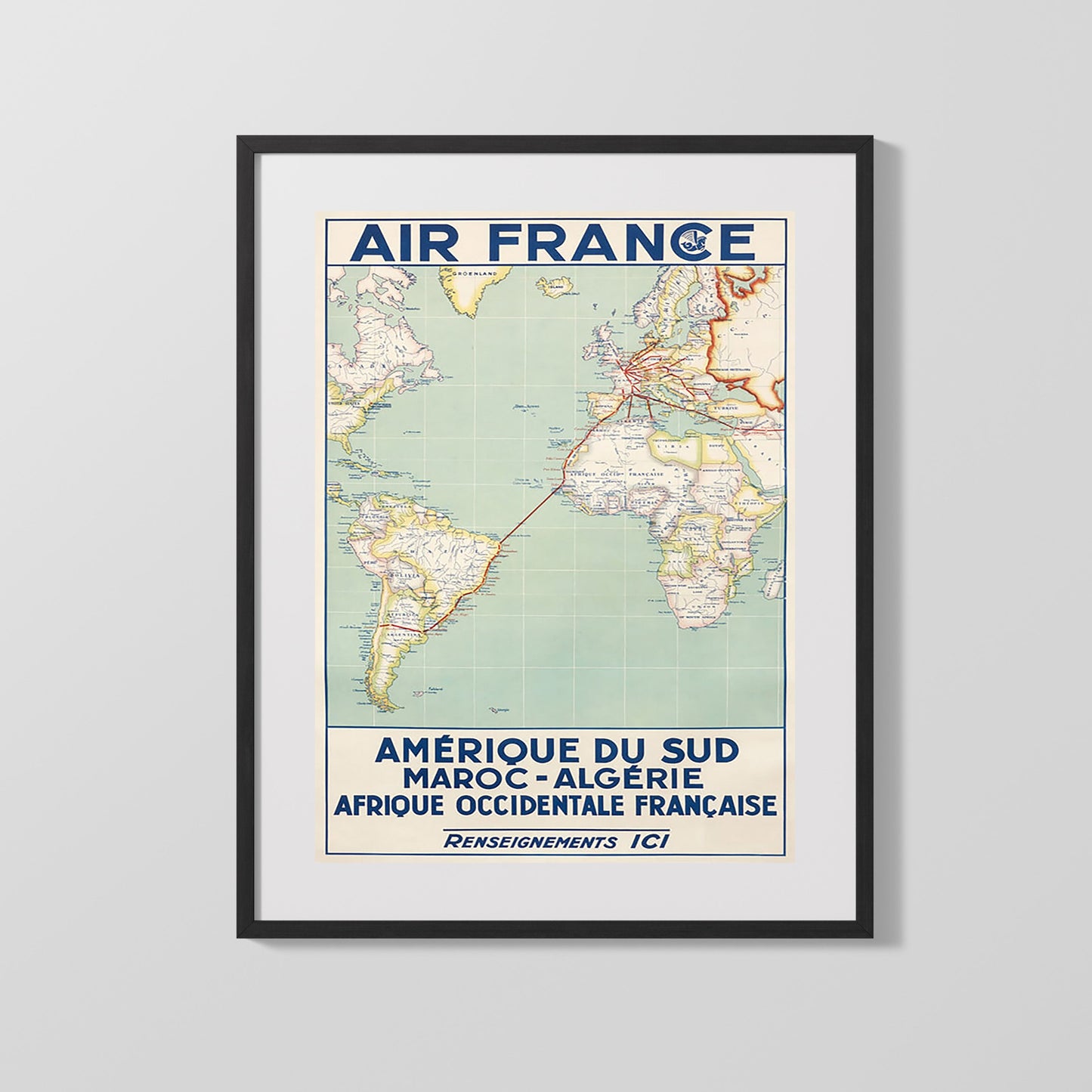 Classic Travel Poster - Air France - South America
