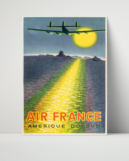 Classic Travel Unframed Poster -  Air France - South America Africa Map