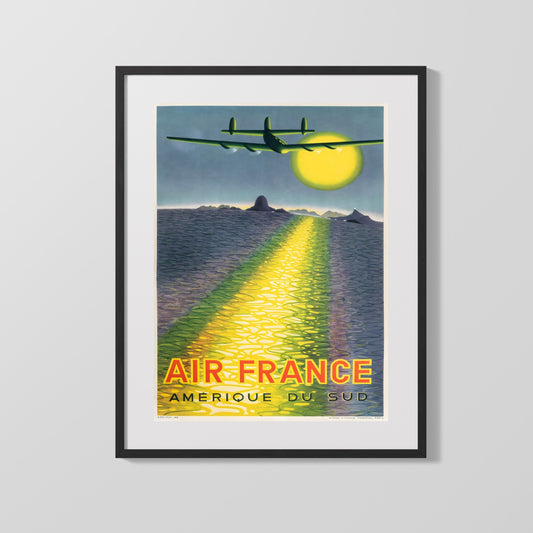 Classic Travel Poster - Air France - South America Africa Map