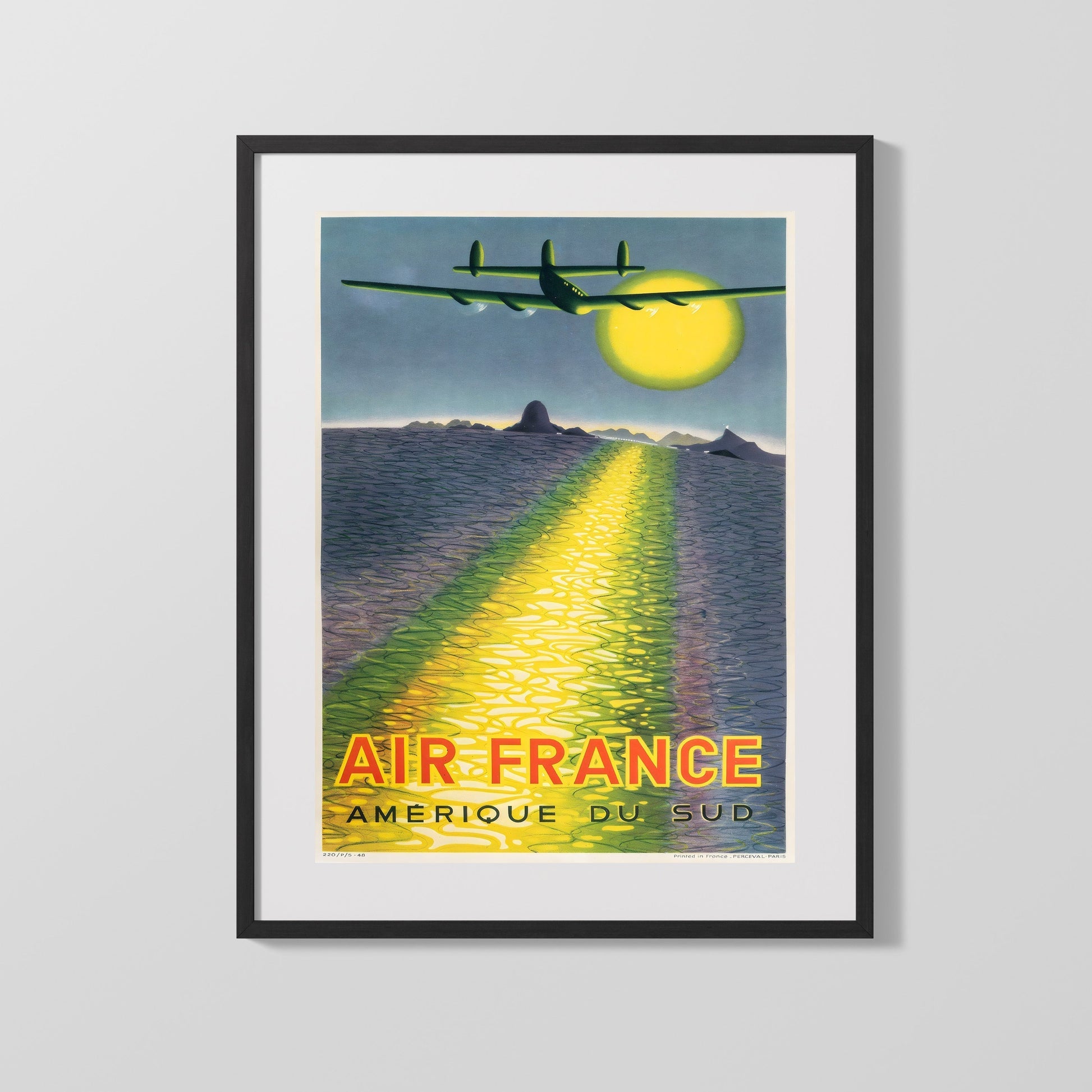Classic Travel Poster - Air France - South America Africa Map Travel Vintage Framed Prints Gallery Frame 16x20