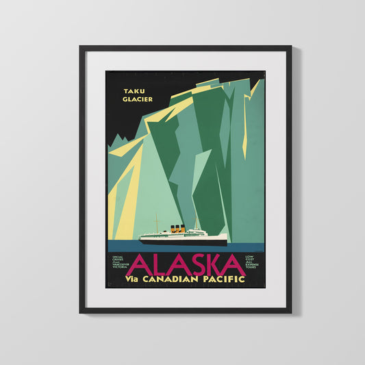 Classic Travel Poster - Alaska - Taku Glacier