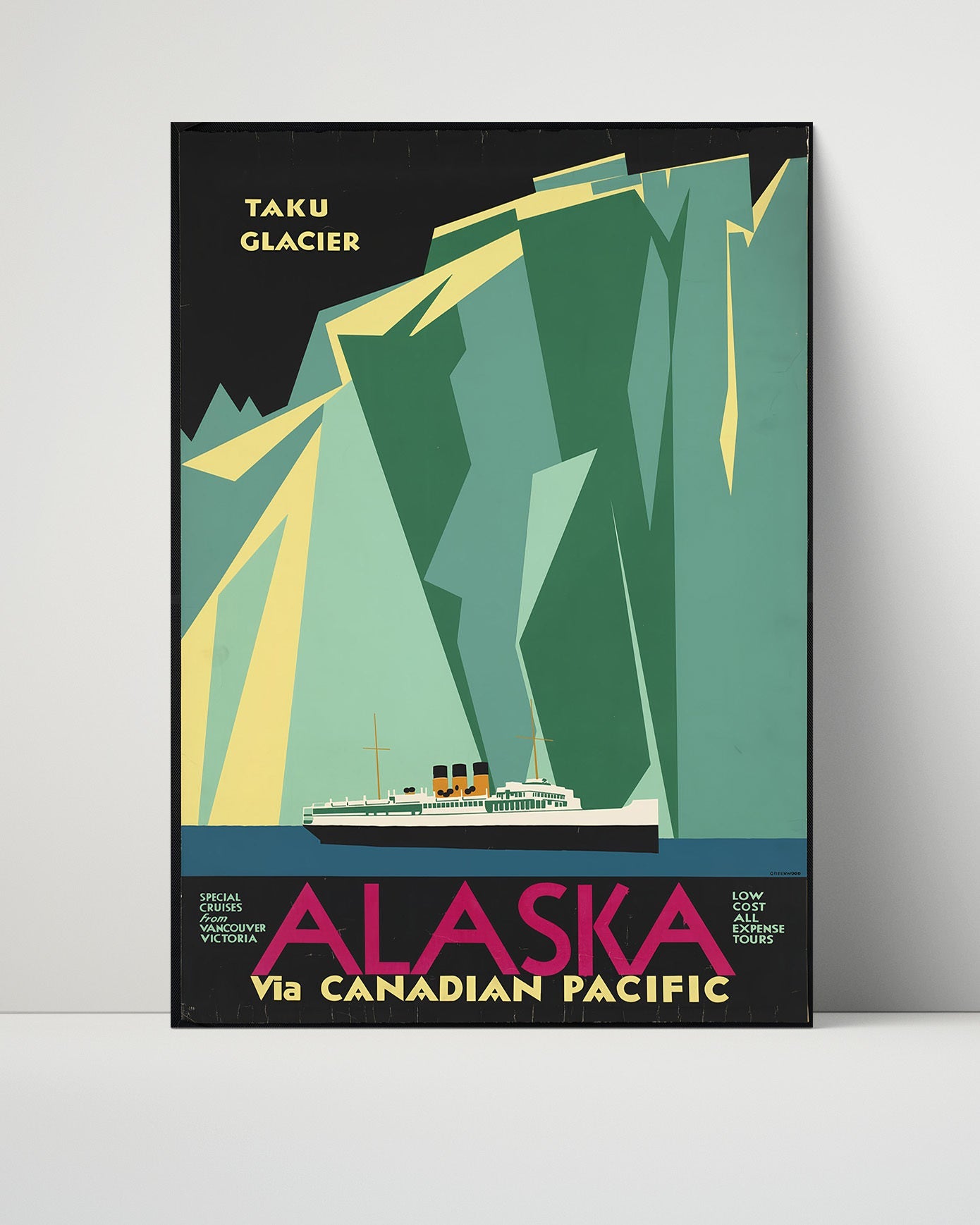 Classic Travel Poster - Alaska - Taku Glacier