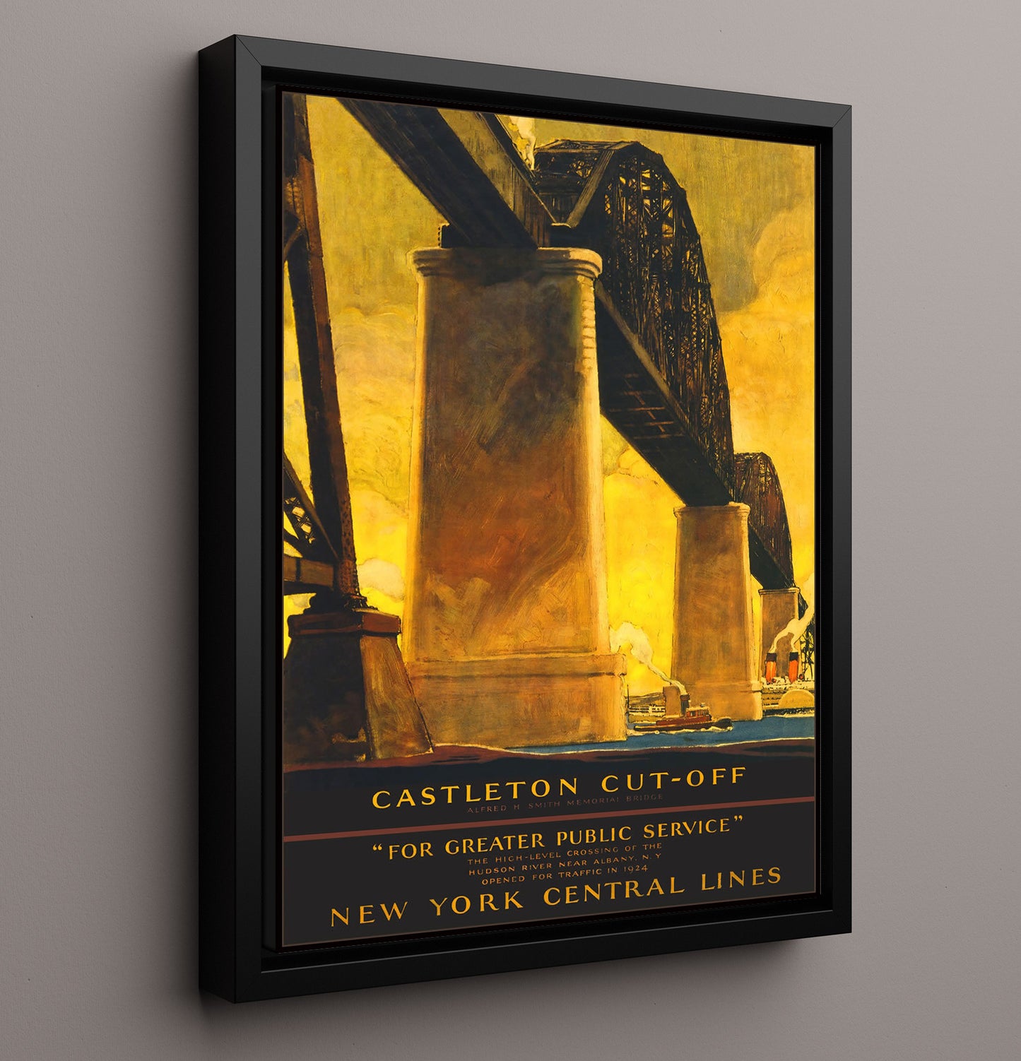 Albany Castleton Cut Off Bridge Vintage Travel Print 16x20 Framed Canvas travel wall art print