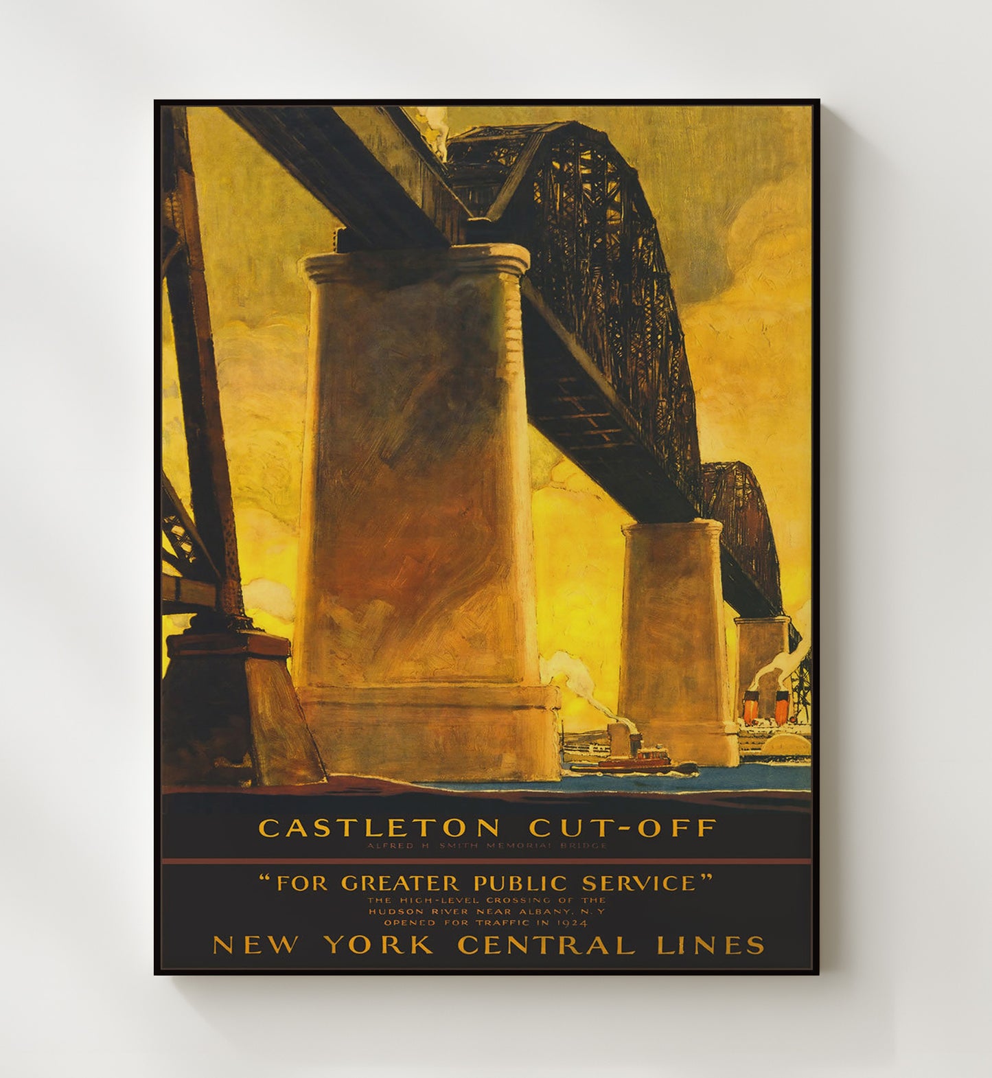 Albany Castleton Cut Off Bridge Vintage Travel Print 20x24 Canvas travel wall art print