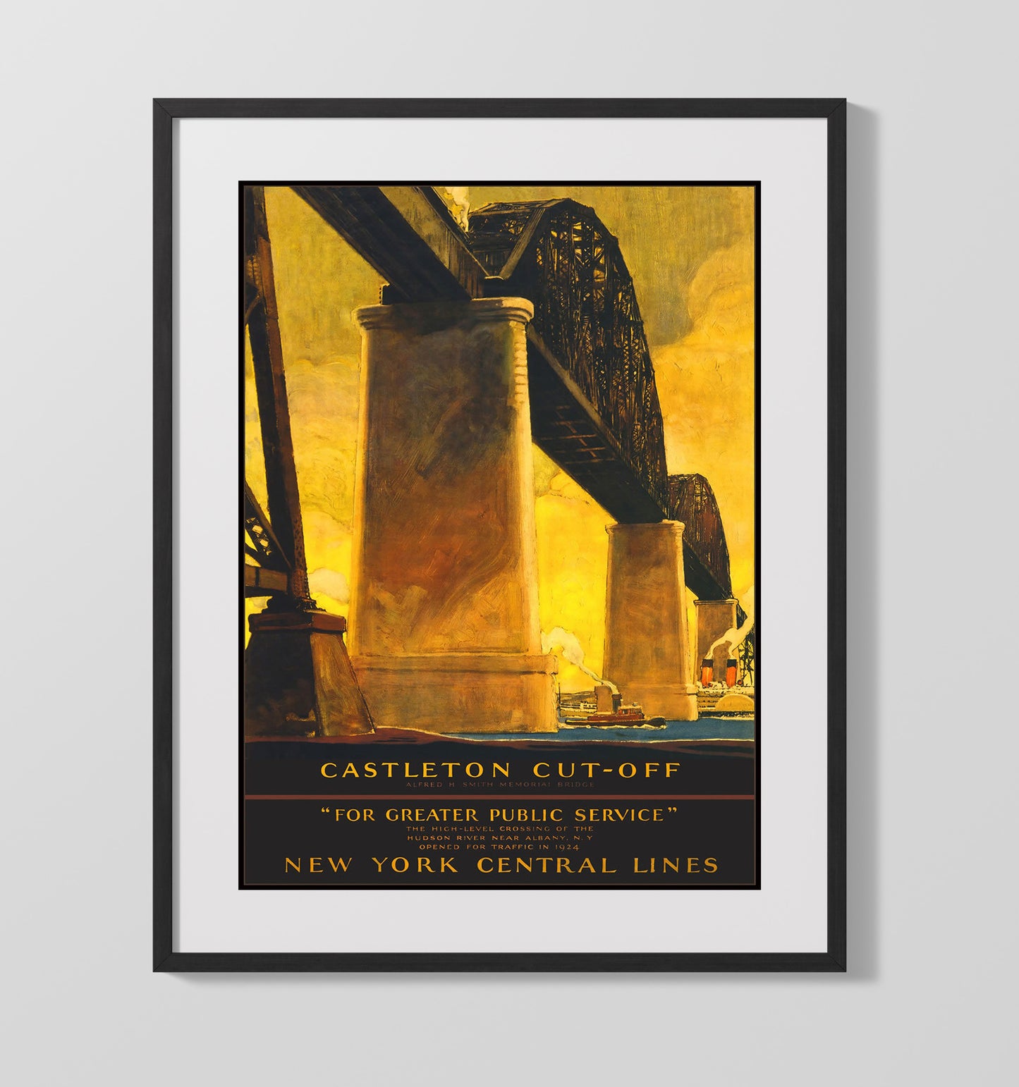 Albany Castleton Cut Off Bridge Vintage Travel Print 16x20 Gallery Frame travel wall art print