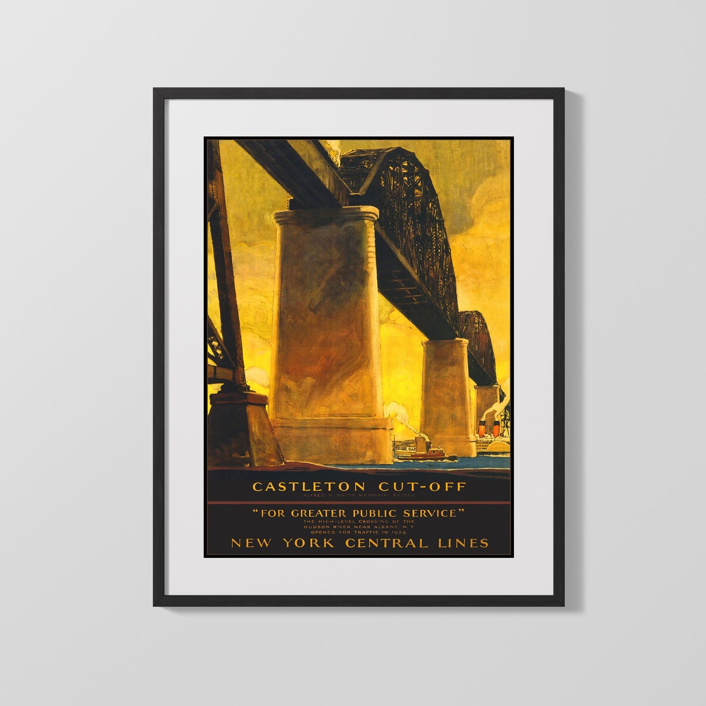 Classic Travel Poster - Albany - Castleton Cut-Off Bridge Travel Vintage Framed Prints Gallery Frame 16x20