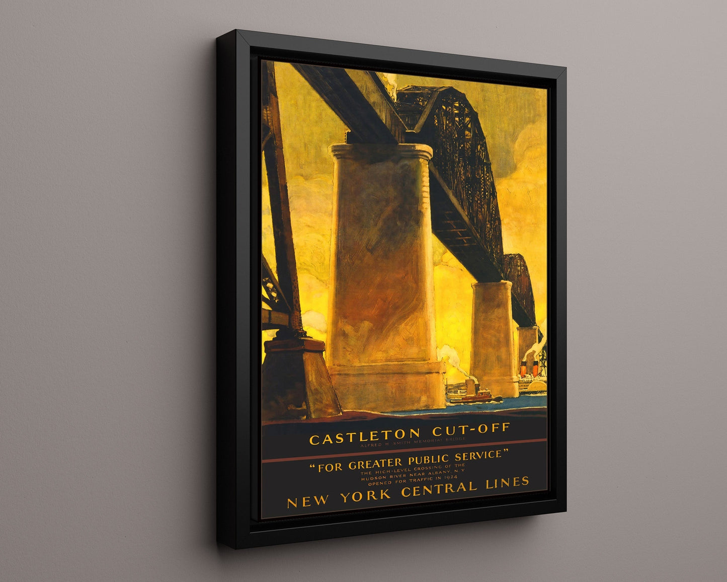 Classic Travel Poster - Albany - Castleton Cut-Off Bridge Travel Vintage Framed Prints Floating Canvas 16x20