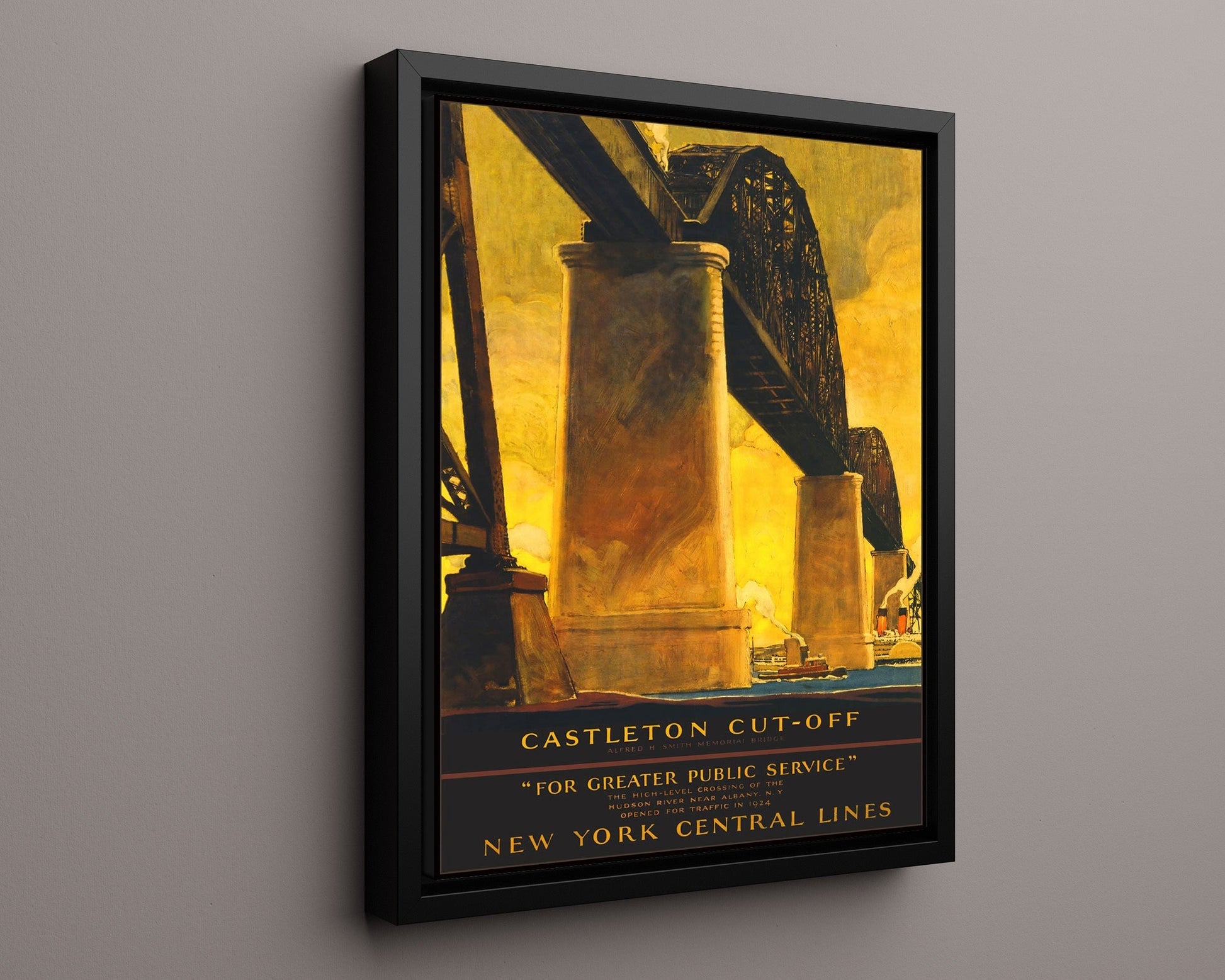 Classic Travel Poster - Albany - Castleton Cut-Off Bridge Travel Vintage Framed Prints Floating Canvas 16x20