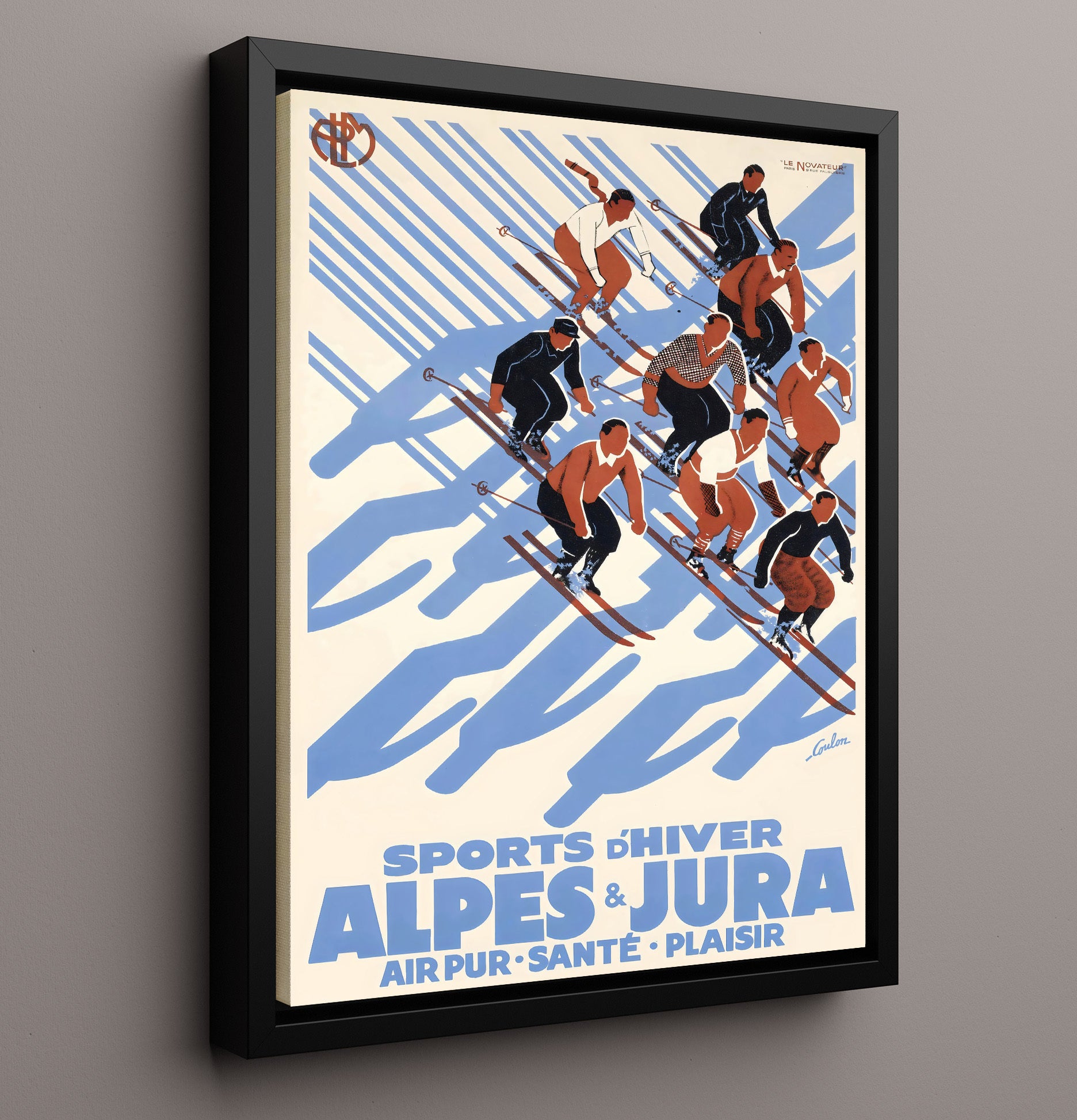 Alpes Jura Vintage Travel Print 16x20 Framed Canvas travel wall art print